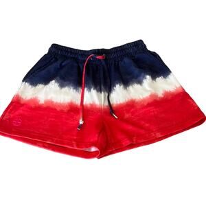 Simply Southern Tie Dye Knit Shorts Size Medium Patriotic Pockets Comfort